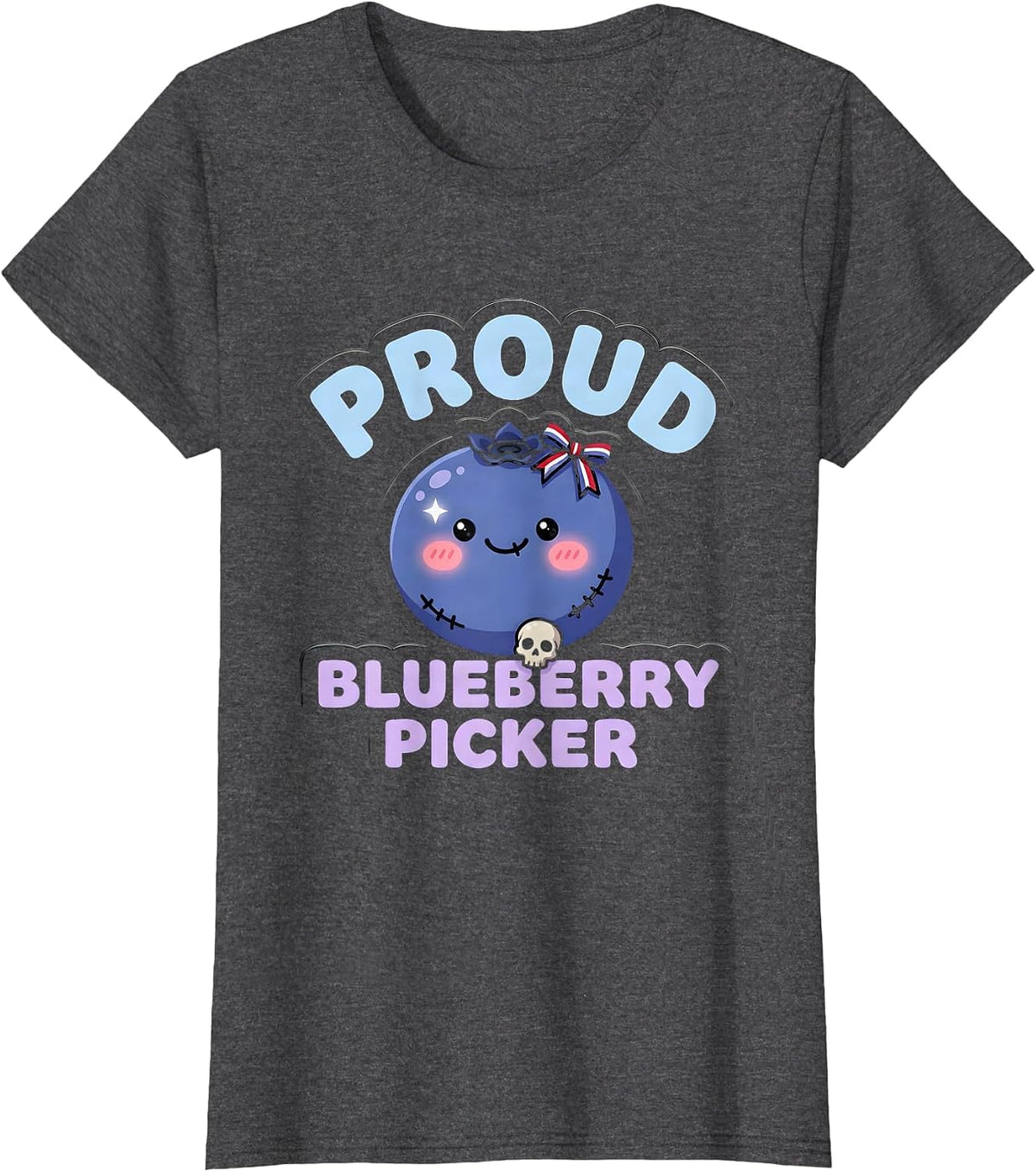 Women's Proud Blueberry Picker Red White and Blueberries T-Shirt - Dark Heather Grey