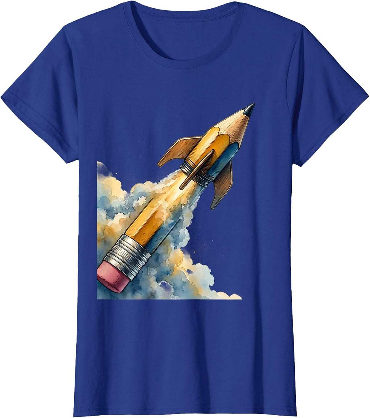 Women's Special Education Teacher Pencil Rocket Launch T-Shirt - Royal Blue