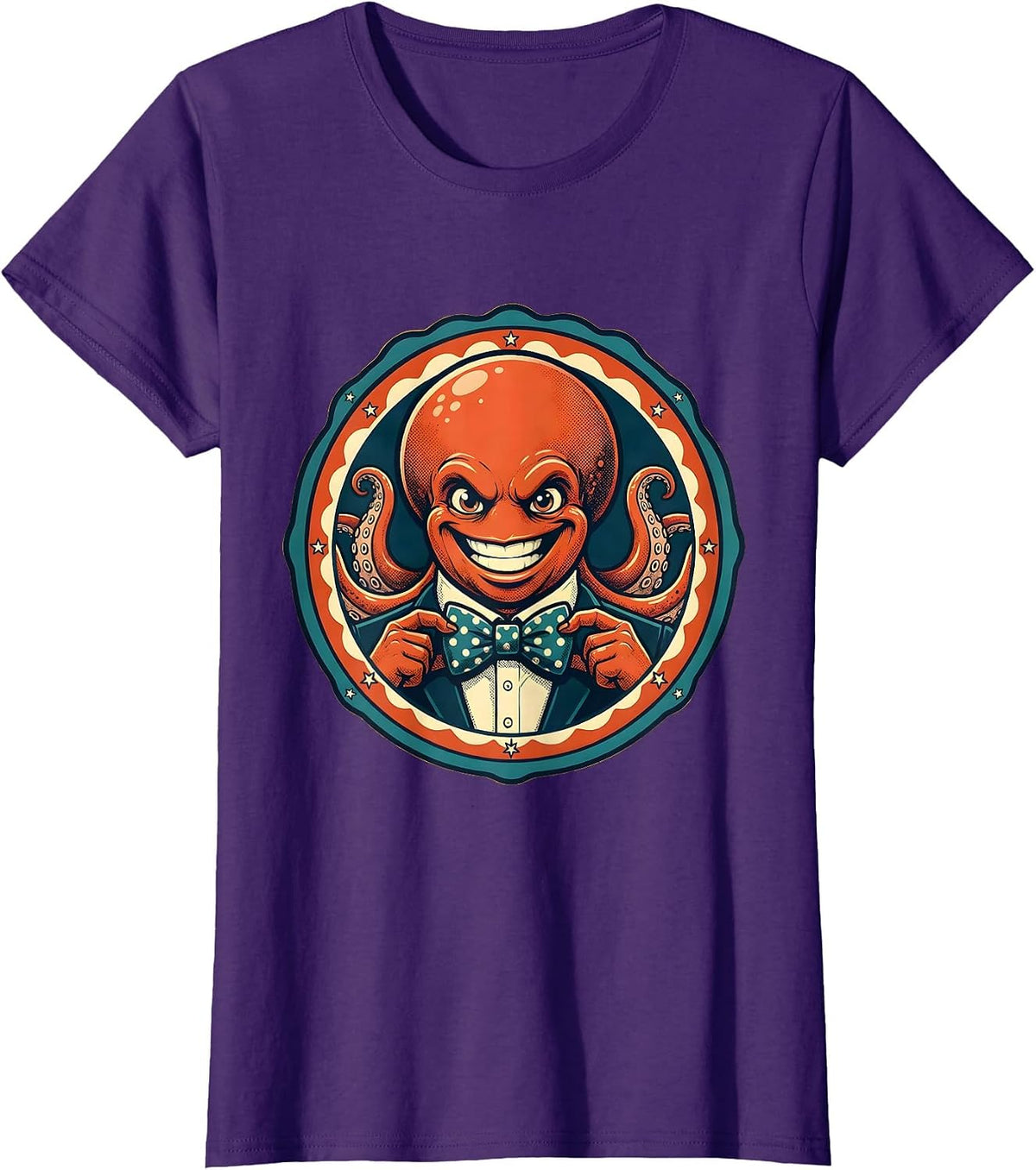 Women's Suave Octopus Bow Tie Rizz Autism Awareness T-Shirt - Purple