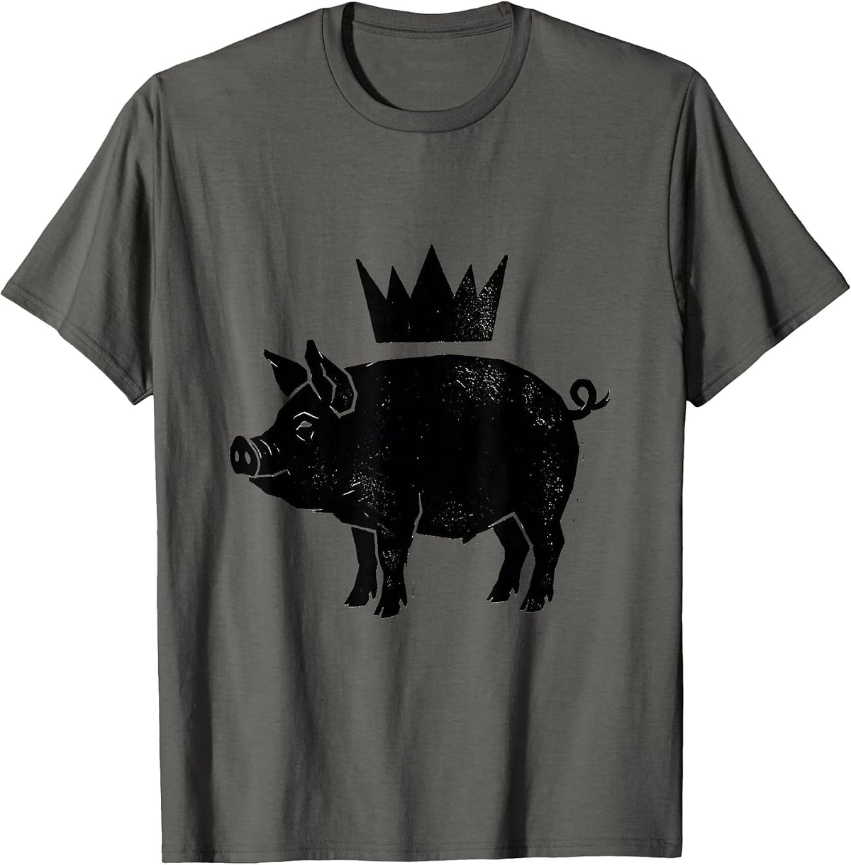 Pig Silhouette Cute Farm Animal Lover Gift T-Shirt - Asphalt Grey