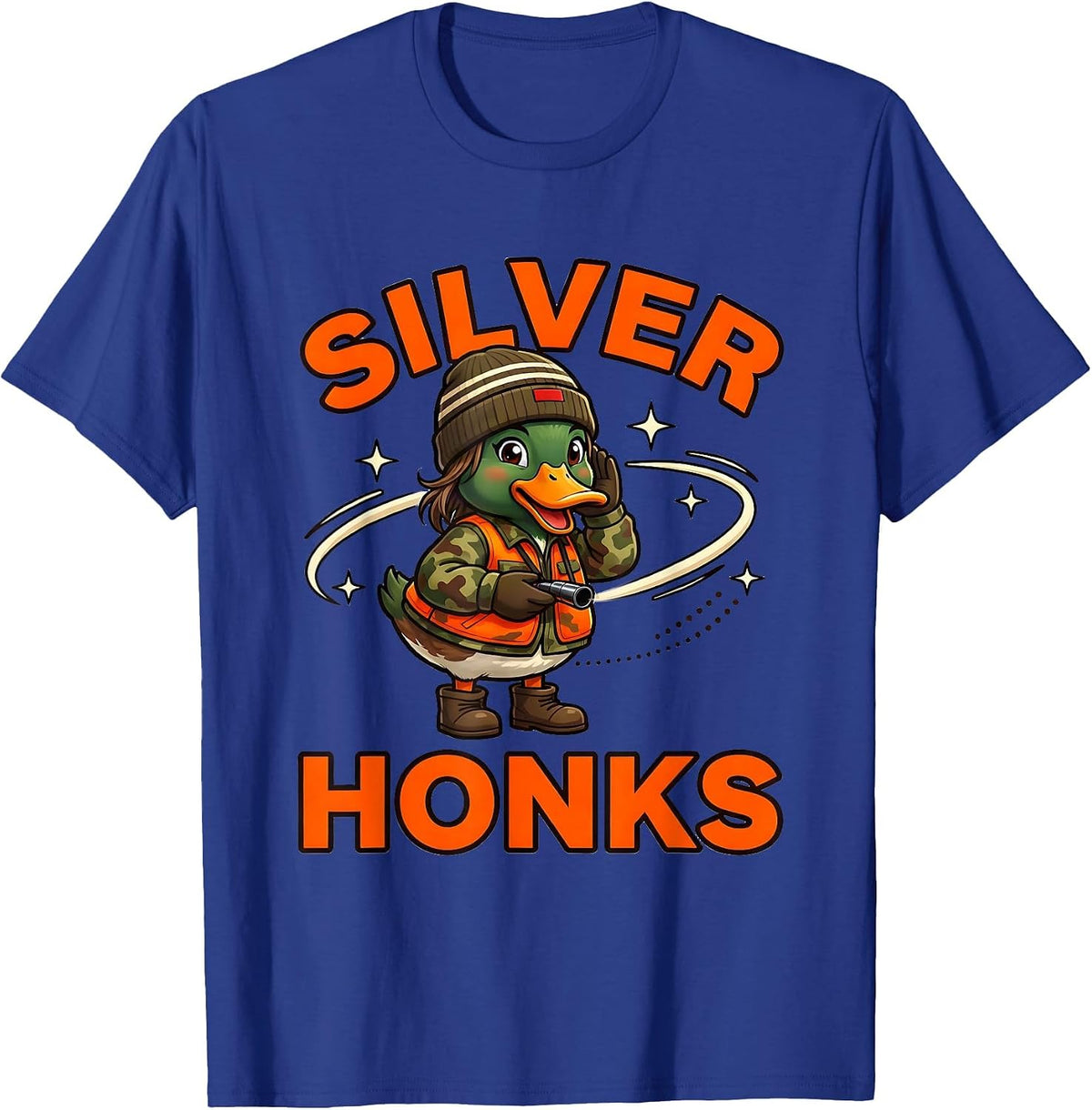 Men's SILVER HONKS Funny Duck Hunter Christmas Humor T-Shirt - Royal Blue