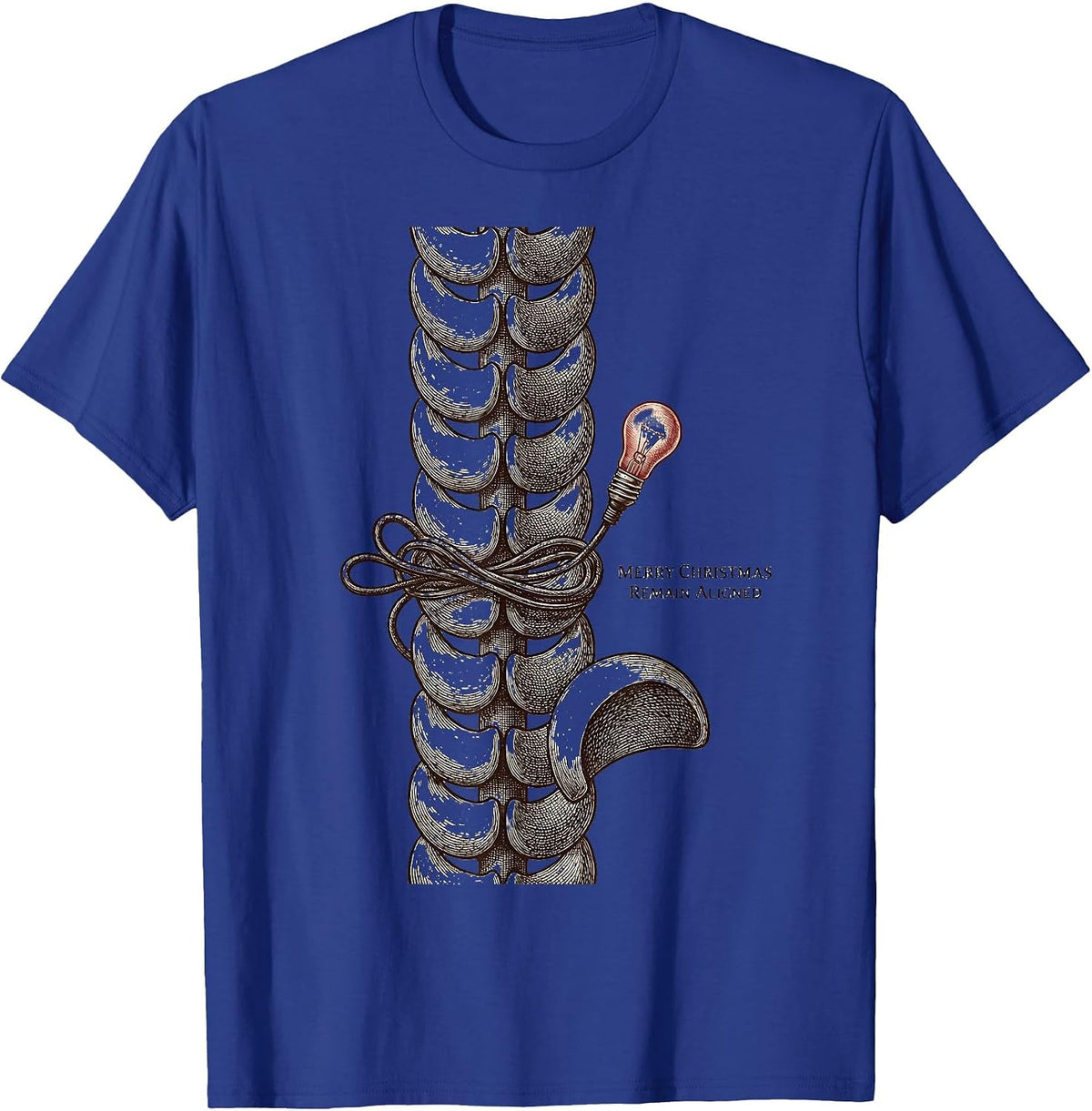 Men's Merry Christmas Remain Aligned Funny Chiropractor T-Shirt - Royal Blue