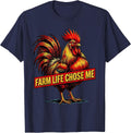 Farm Life Chose Me Country Living Design T-Shirt - Navy Blue