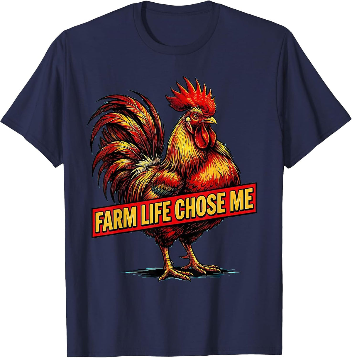 Farm Life Chose Me Country Living Design T-Shirt - Navy Blue