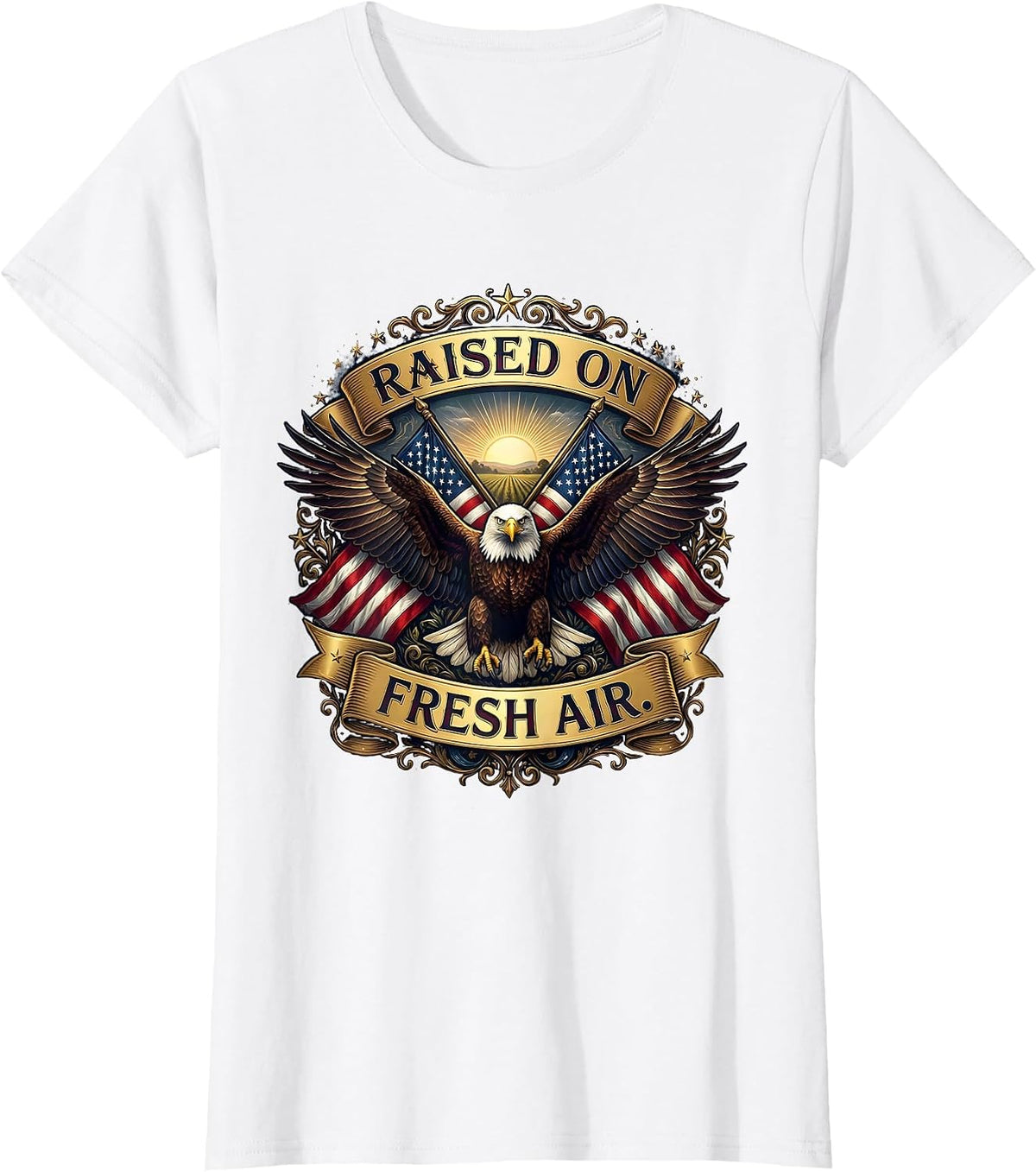 Raised on Fresh Air Outdoor Nature Design T-Shirt - White