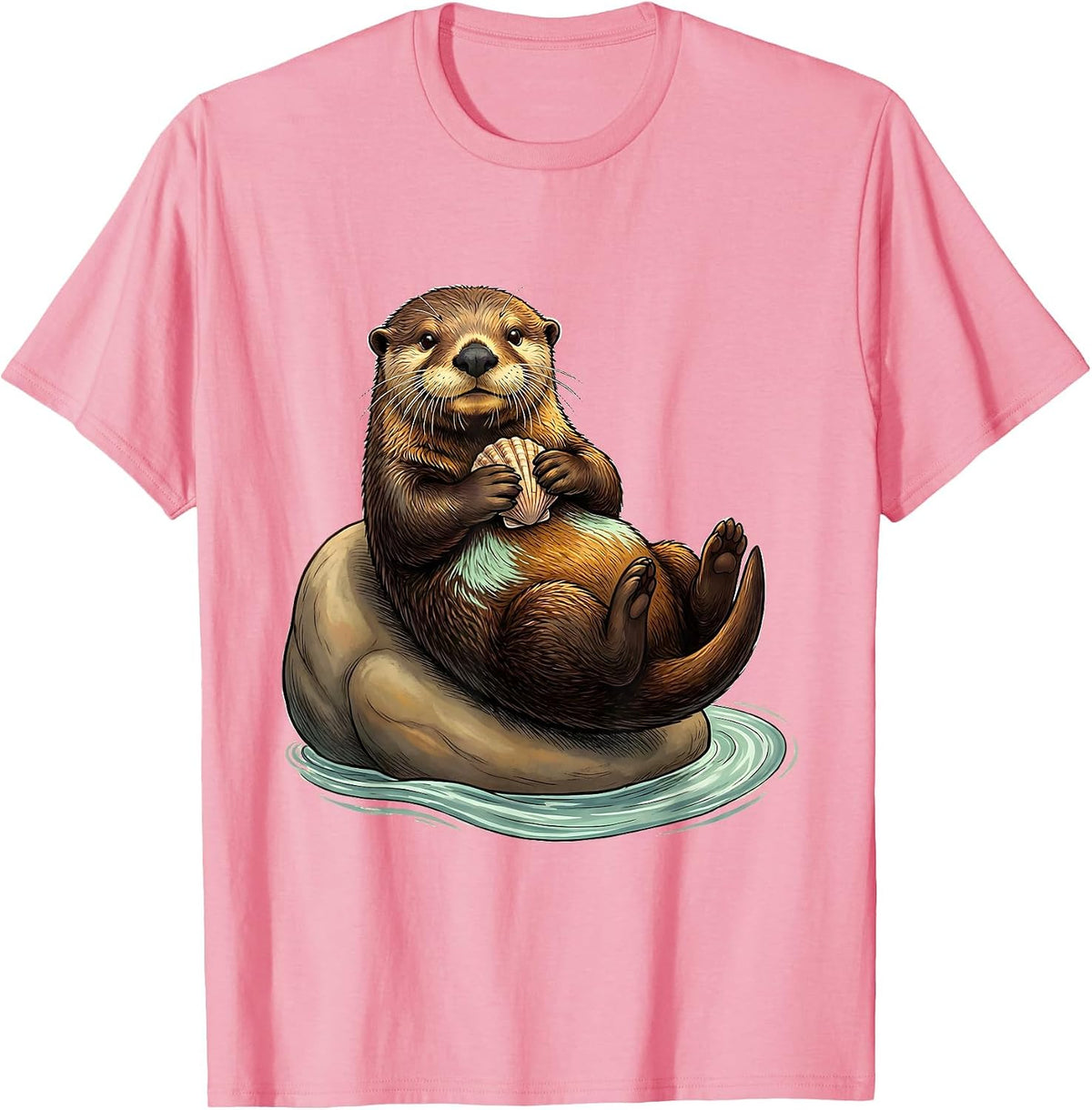 Men's Sea Otter Belly Slide Cute Otter Lover Humor T-Shirt - Pink