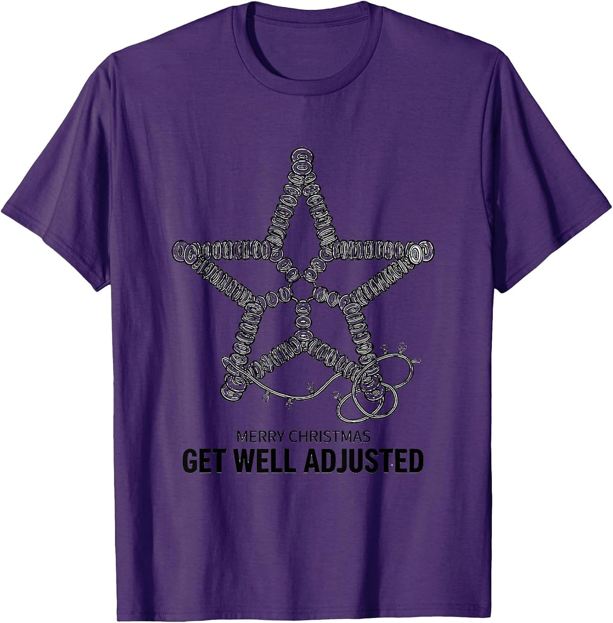 Men's Merry Christmas, Get Well Adjusted Funny Chiropractor T-Shirt - Purple