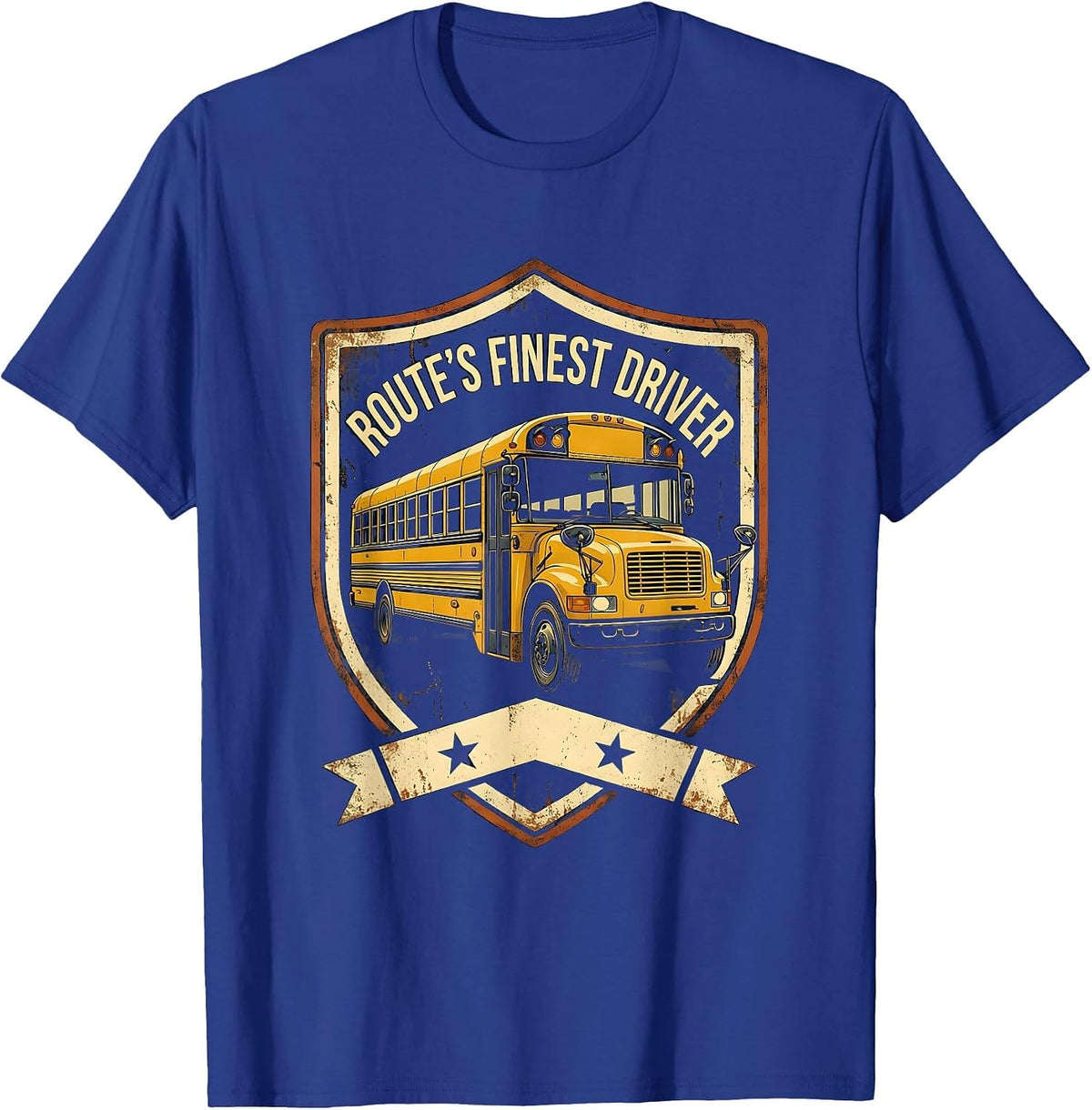 Men's Route's Finest Driver Vintage Funny School Bus Driver T-Shirt - Royal Blue