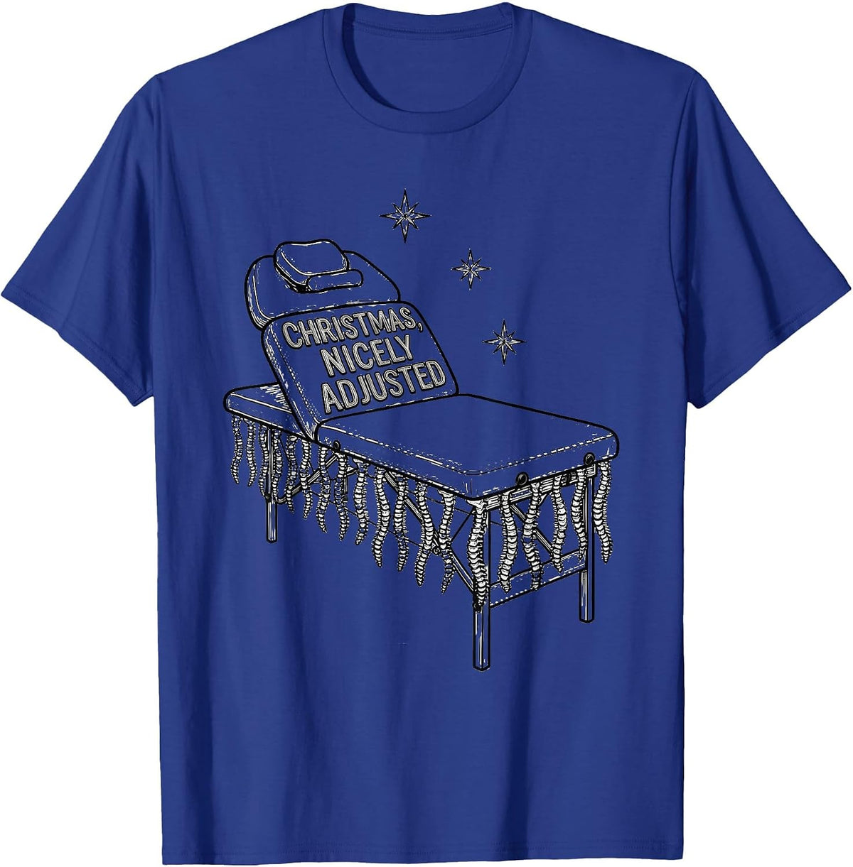 Christmas, Nicely Adjusted Line Art Chiropractor Christmas T-Shirt - Royal Blue