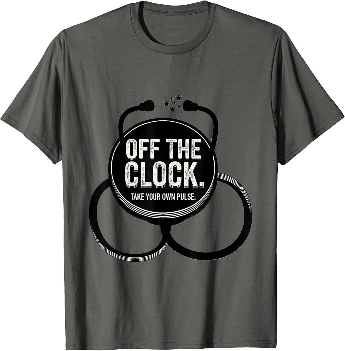 Men's Off The Clock Take Your Own Pulse Funny First Responder T-Shirt - Asphalt Grey