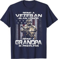 Being A Veteran is an Honor Being A Grandpa is Priceless T-Shirt - Navy Blue