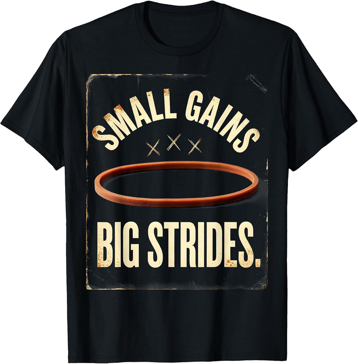 Men's Small Gains Big Strides Vintage Physical Therapy PT Humor T-Shirt - Black