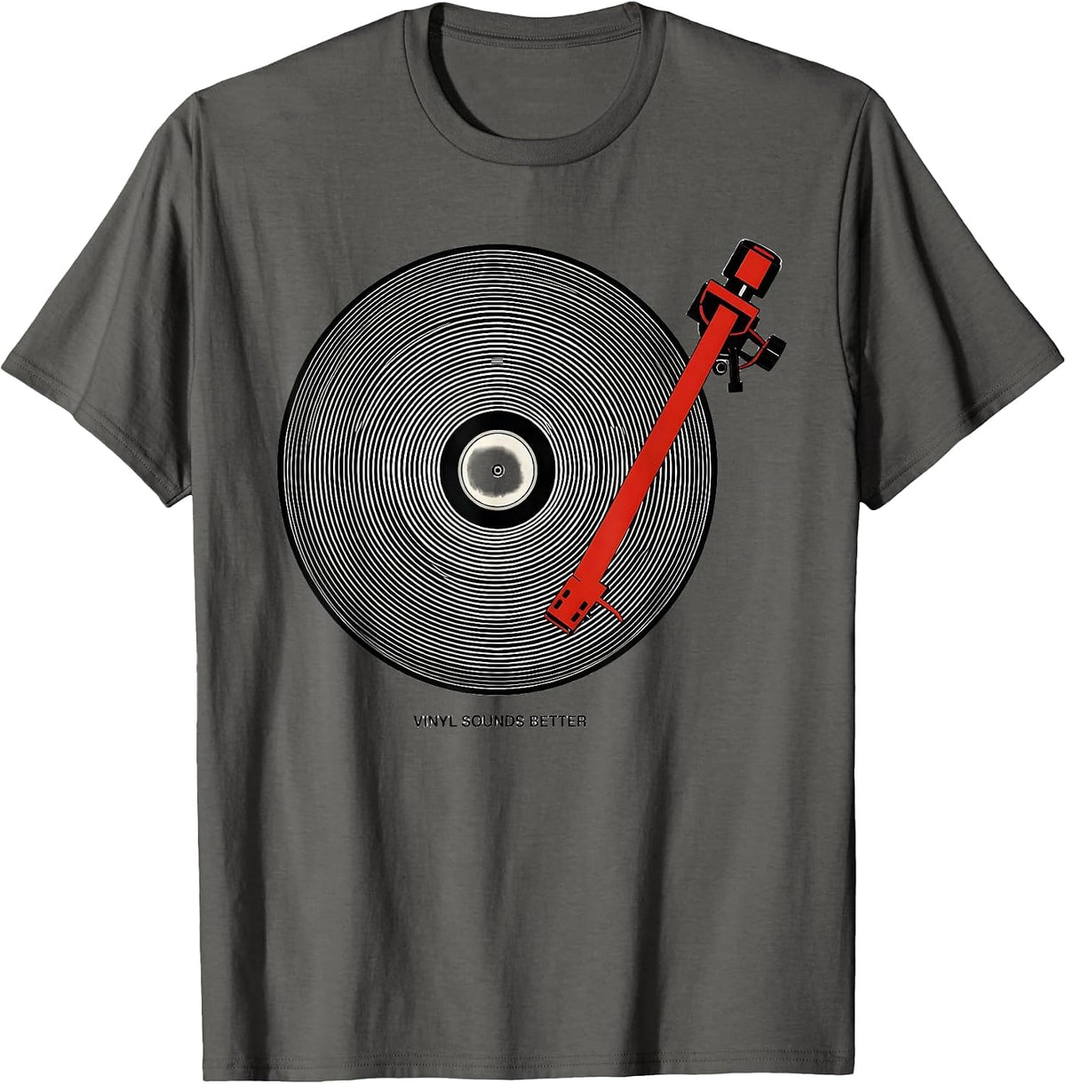 Vinyl Sounds Better Op Art Moire DJ Music Lover Gift T-Shirt - Asphalt Grey