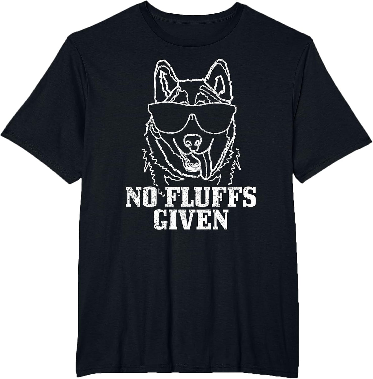 No Fluffs Given German Shepherd Akita Dog Mom Dad Funny T-Shirt - Black