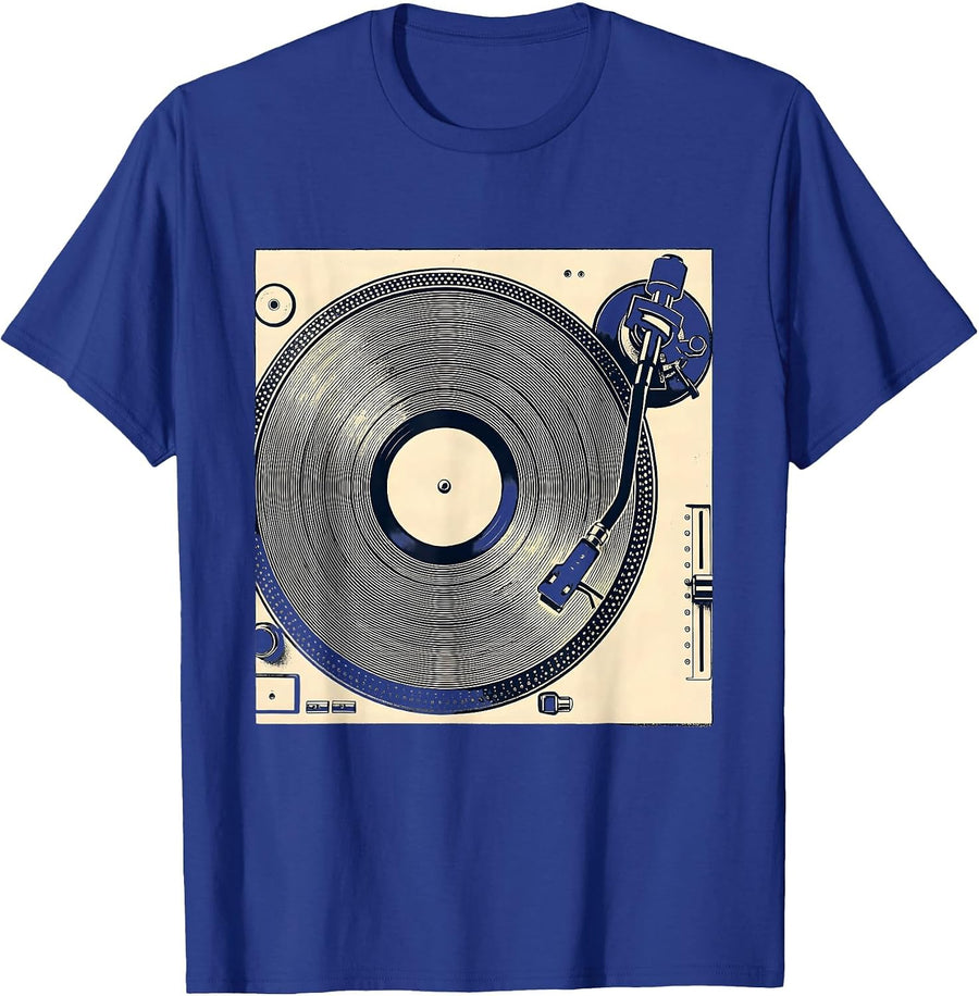 Vinyl Turntable Deck Record Collector Enthusiast Pride T-Shirt - Royal Blue