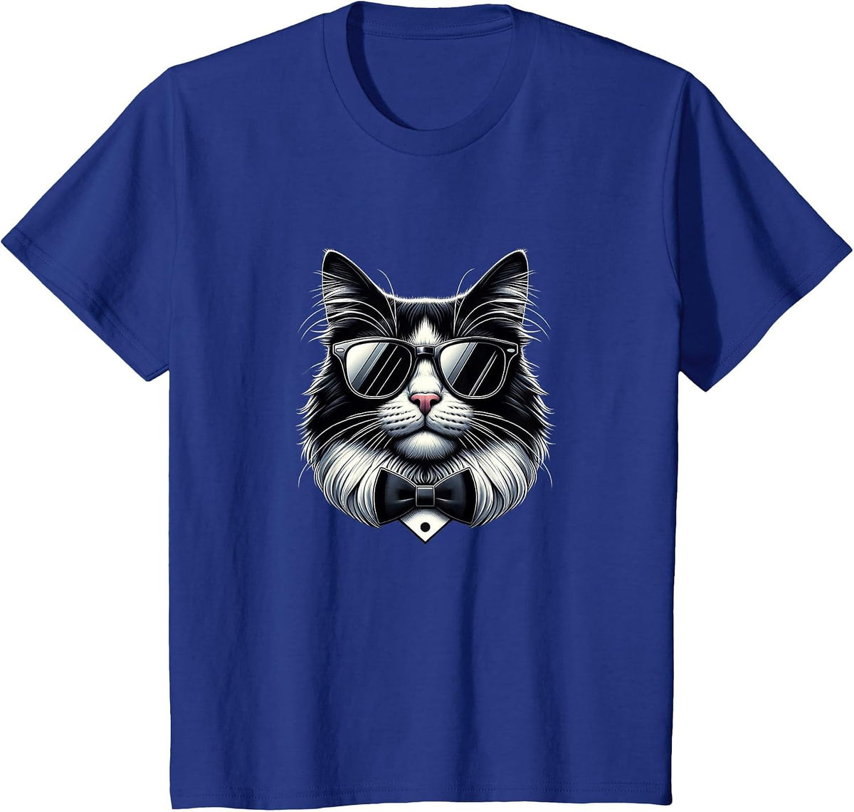 Cool Tuxedo Cat with Sunglasses - T-Shirt - Royal Blue