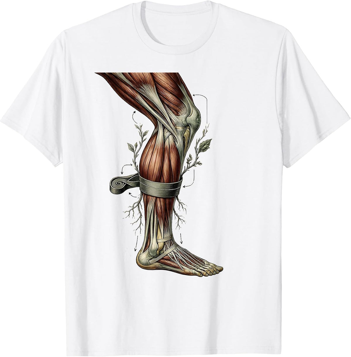 Men's Physical Therapy Resistance Band Leg Exercise Graphic T-Shirt - White