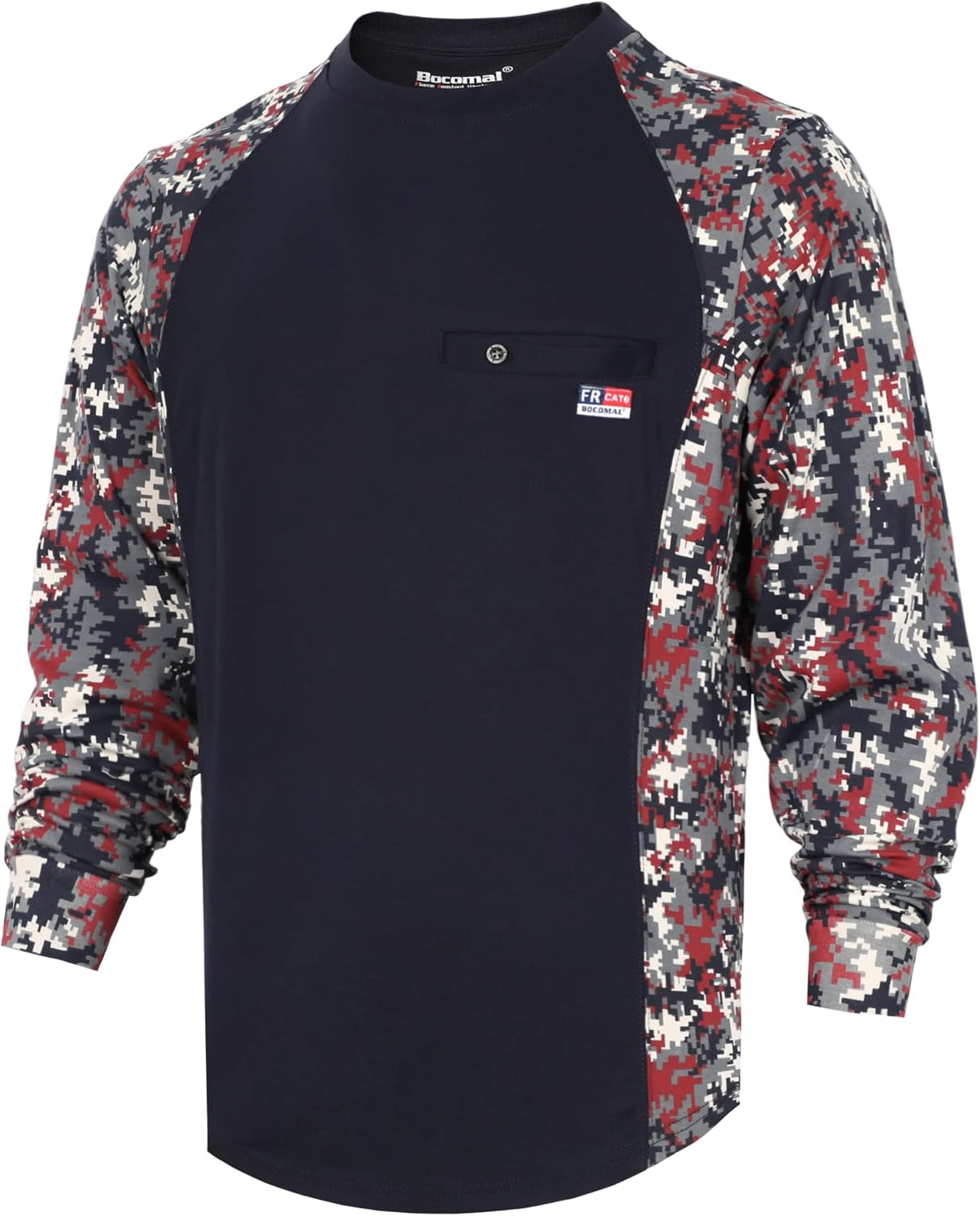 BOCOMAL FR Shirts Crewneck 5.5oz Paisley Camo Two-Tone Long Sleeve CAT2 - Navy Camo