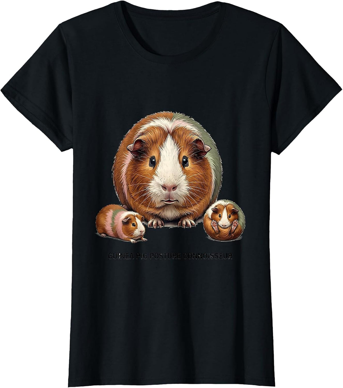Women's Guinea Pig Posture Connoisseur Funny Cavy Lover Gift T-Shirt - Black
