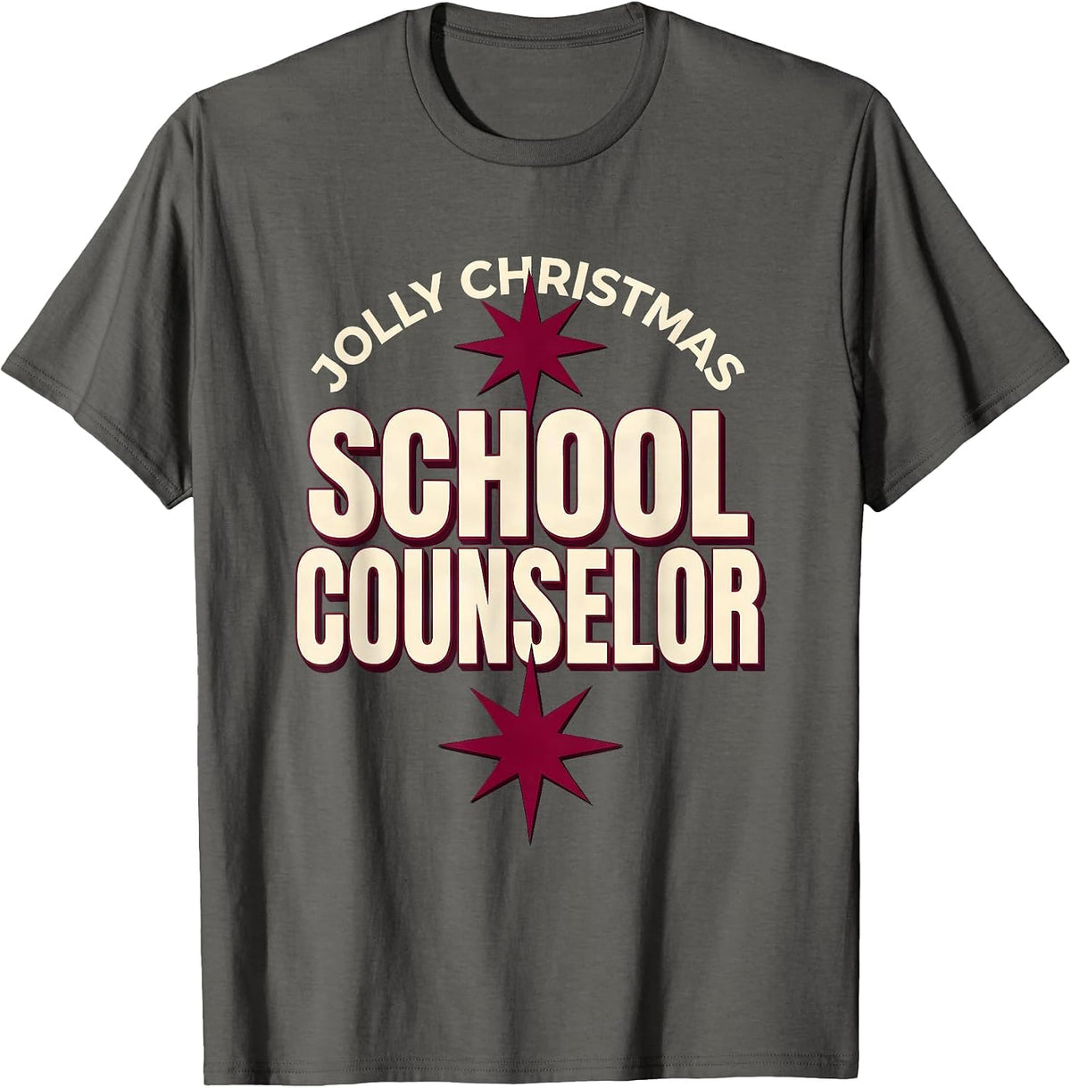 Jolly Christmas School Counselor Funny Holiday Staff Gift T-Shirt - Asphalt Grey