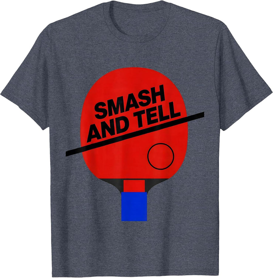 Smash And Tell Bauhaus Modernist Tennis Player Humor T-Shirt - Heather Blue