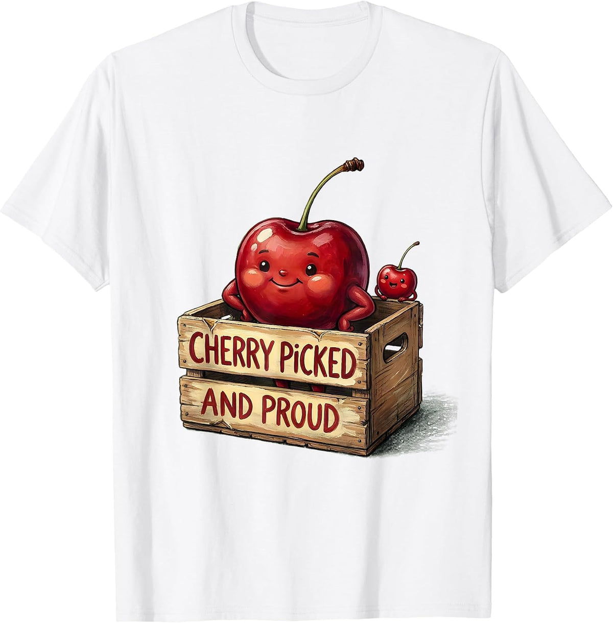 Men's Cherry Picked and Proud Fun Cherry Design T-Shirt - White