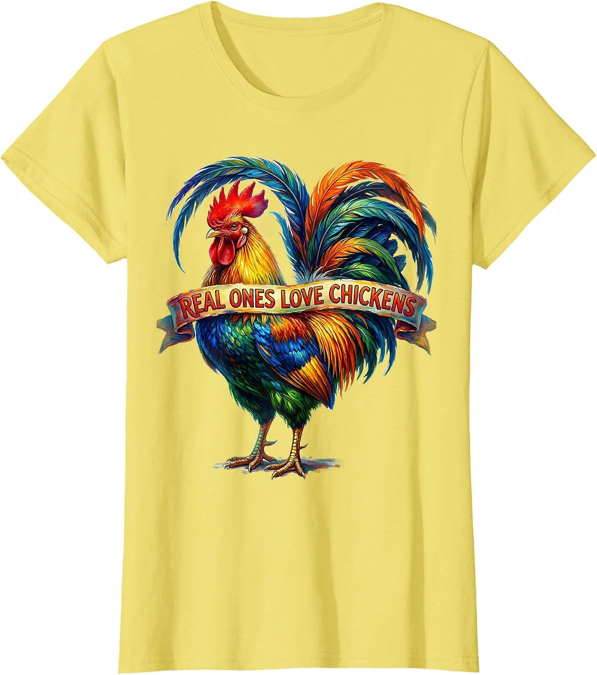 Real Ones Love Chickens Funny Chicken Design T-Shirt - Lemon Yellow