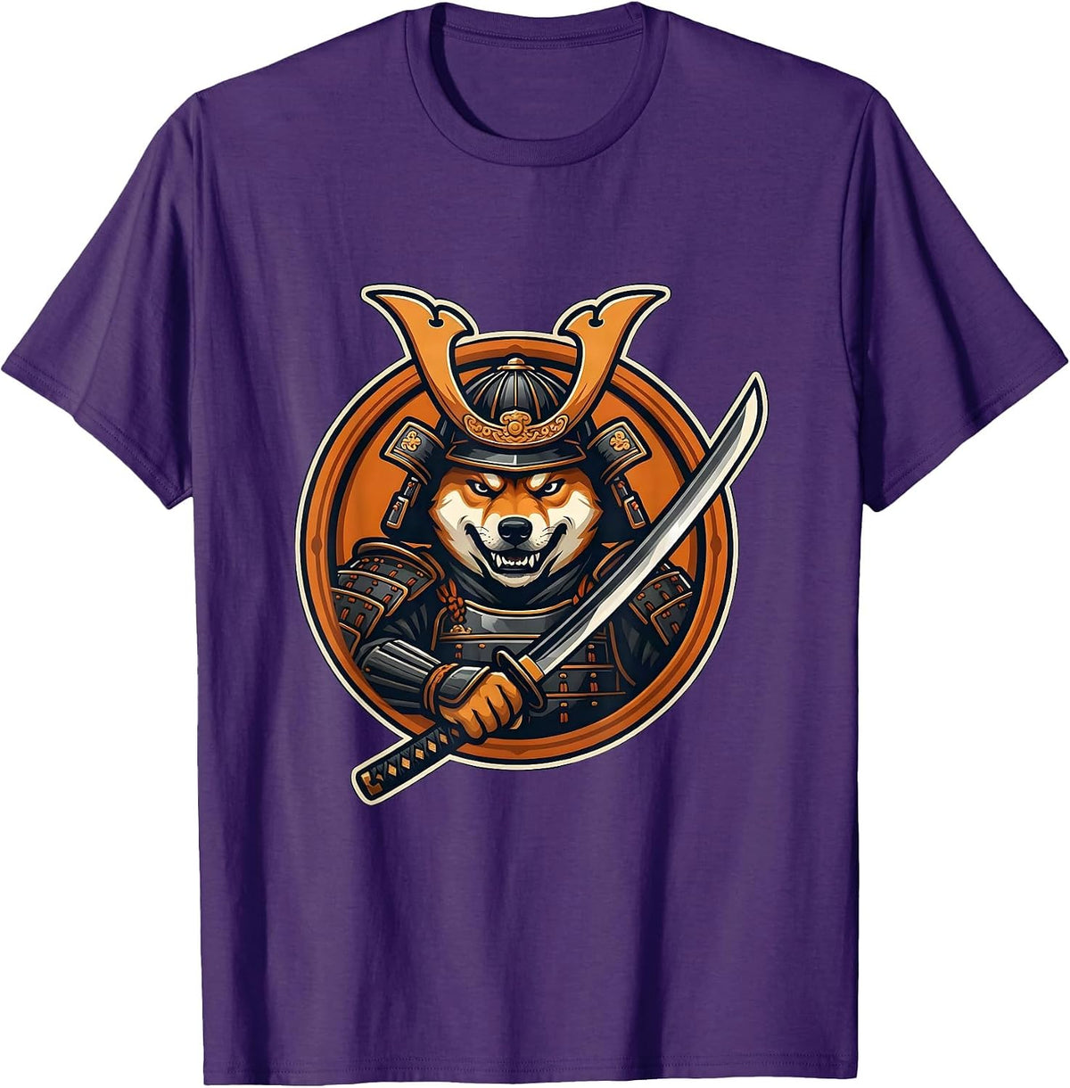Shiba Inu Samurai Katana Warrior Dog Graphic T-Shirt - Purple