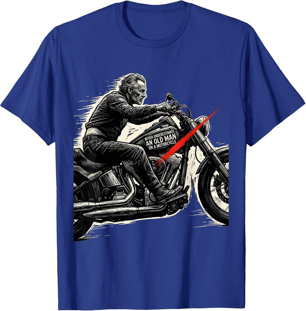 Men's Never Underestimate An Old Man On A Motorcycle Funny T-Shirt - Royal Blue