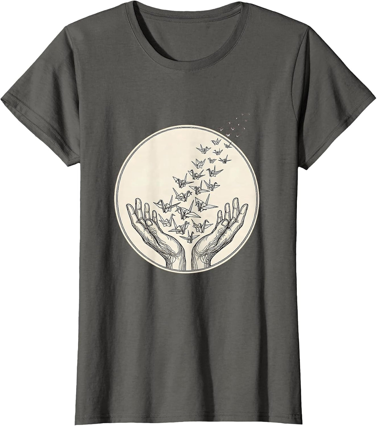 Women's Autism Awareness Paper Cranes Release Graphic T-Shirt - Asphalt Grey