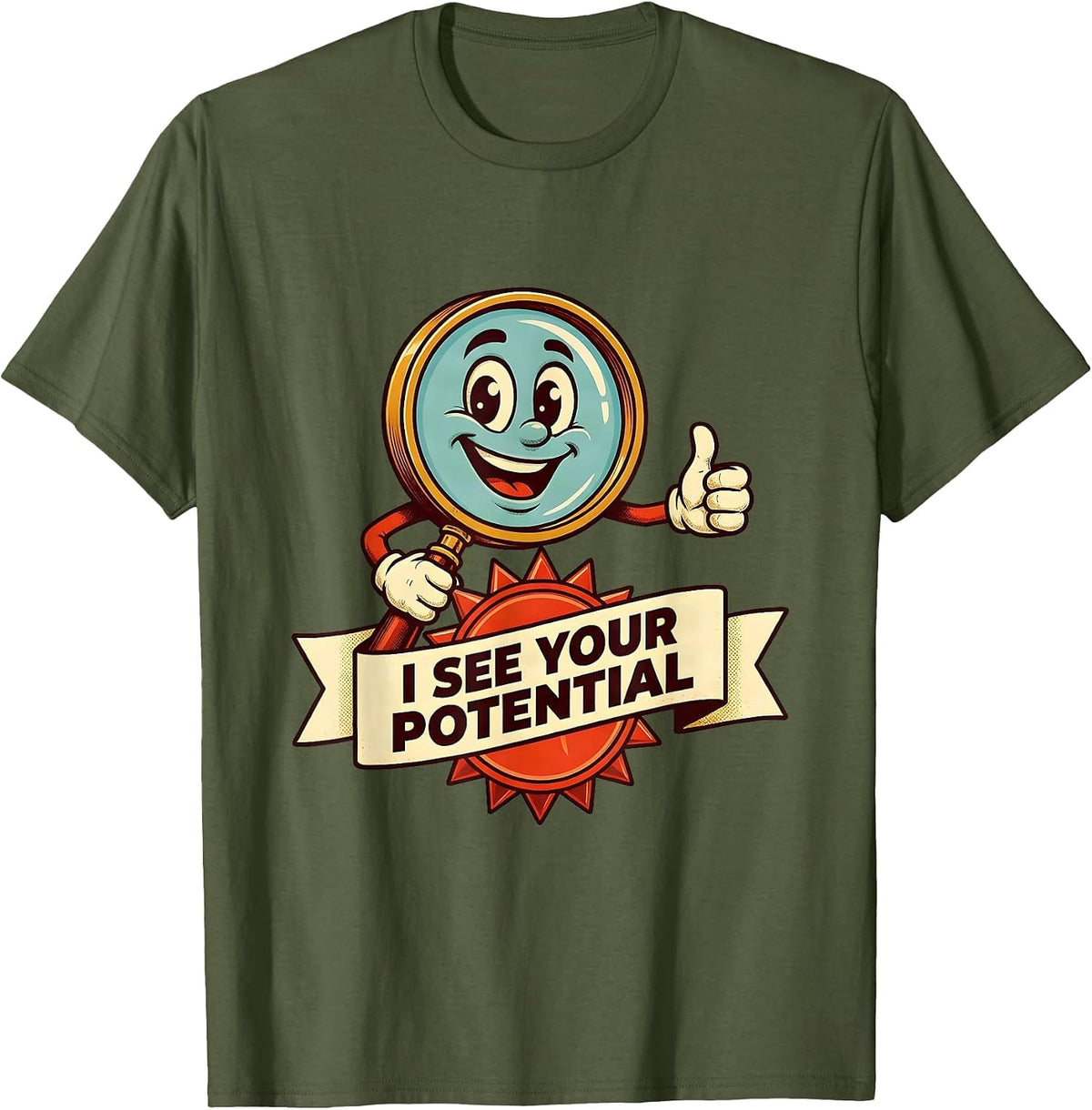 Men's I See Your Potential School Counselor Design T-Shirt - Olive Green