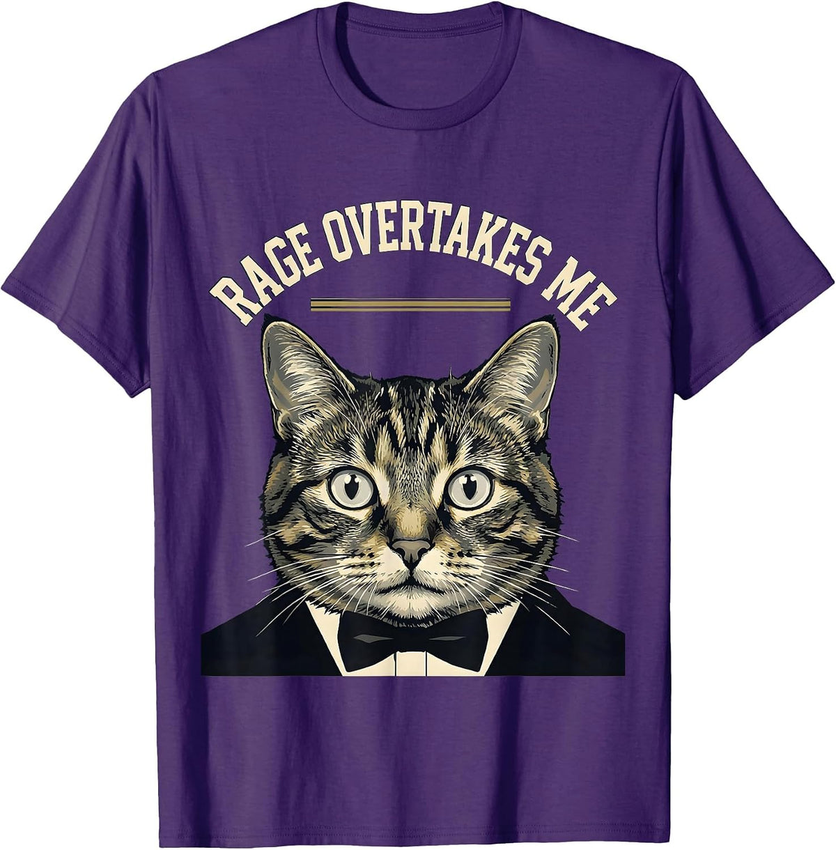 Men's Rage Overtakes Me Sports Cat Meme Humor T-Shirt - Purple