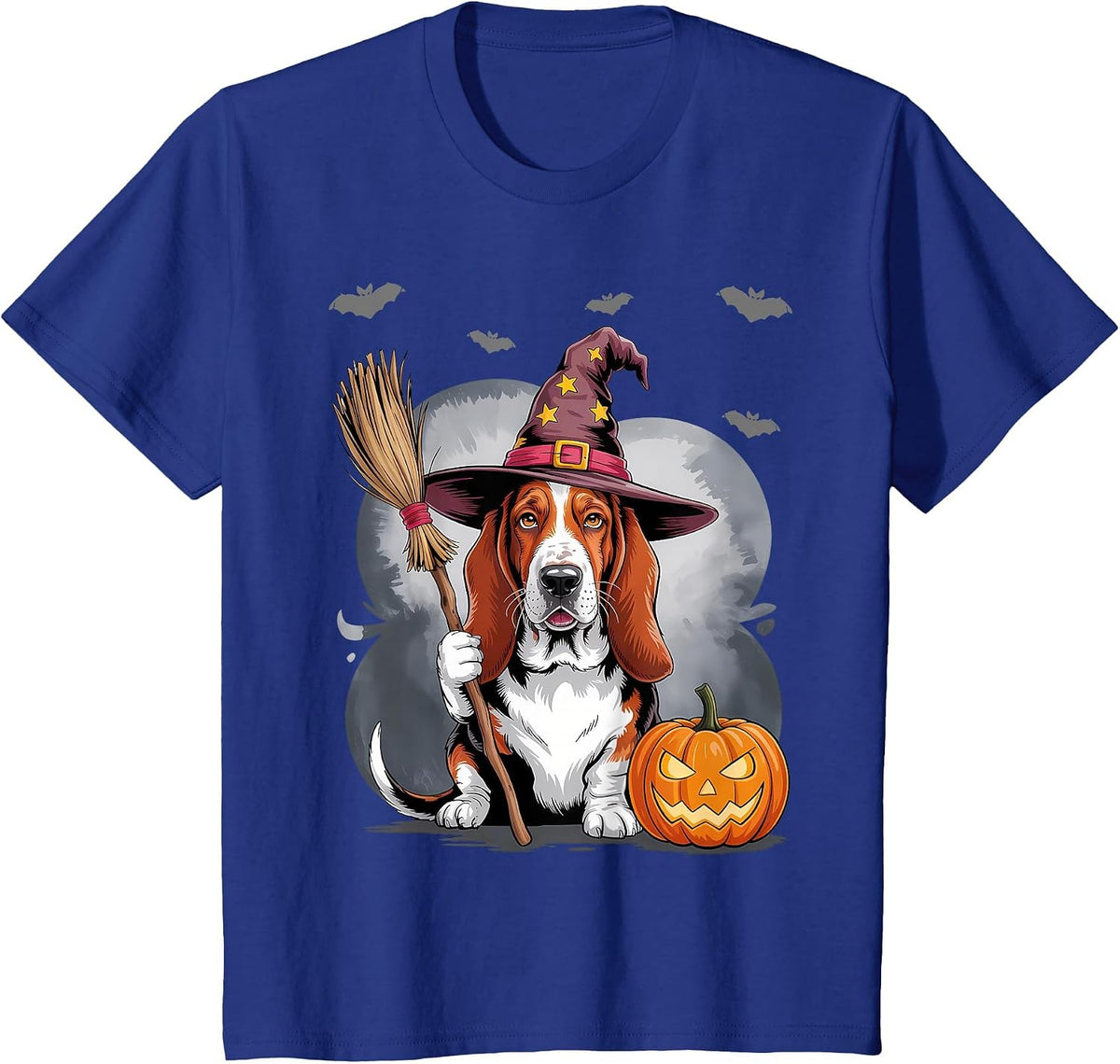 Cute Halloween Basset Hound Dog Fall Women's Graphic T-Shirt - Royal Blue
