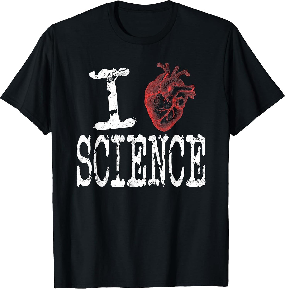 I Love Science Cool Heart Graphic, Awesome Science Lover T-Shirt - Black