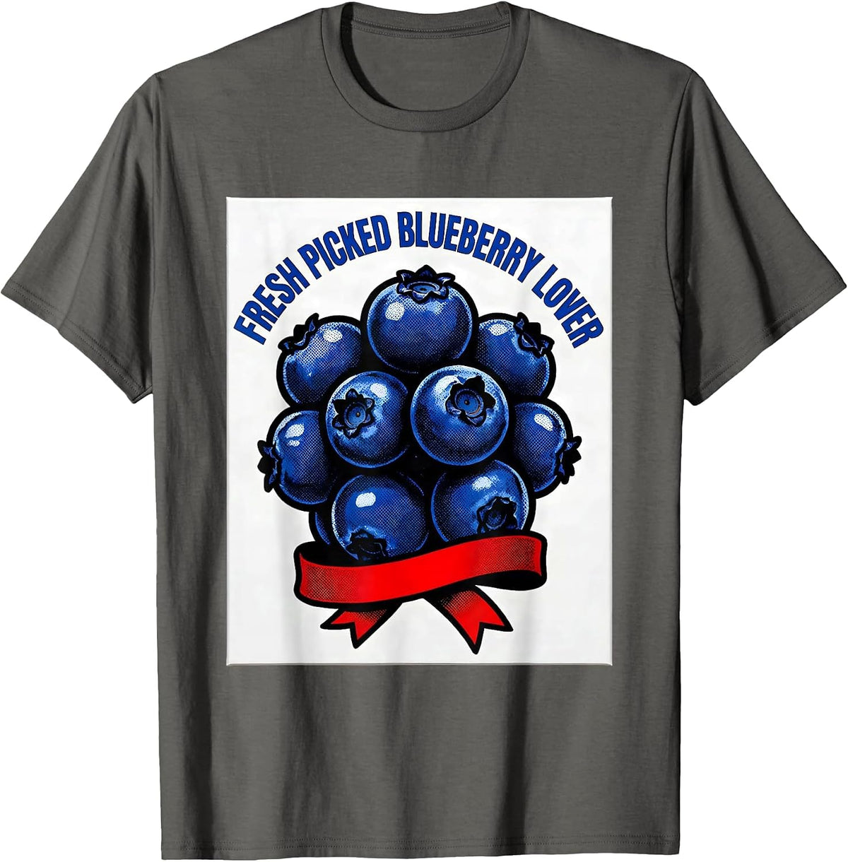 Men's Fresh Picked Blueberry Lover Red White Blue Design T-Shirt - Asphalt Grey