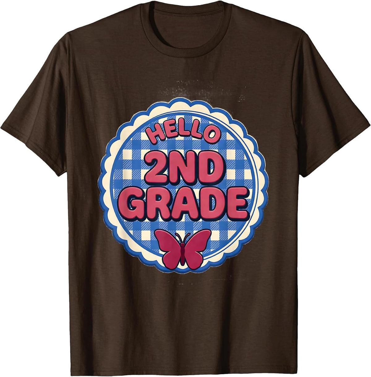 Men's Hello 2nd Grade Cute Coquette Bow Back to School Second T-Shirt - Brown