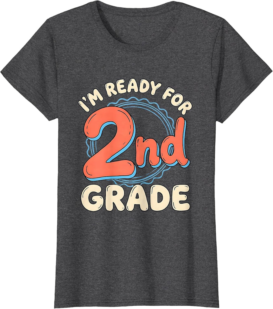 Women's I’m Ready For 2nd Grade Funny Back To School Kids Teachers T-Shirt - Dark Heather Grey