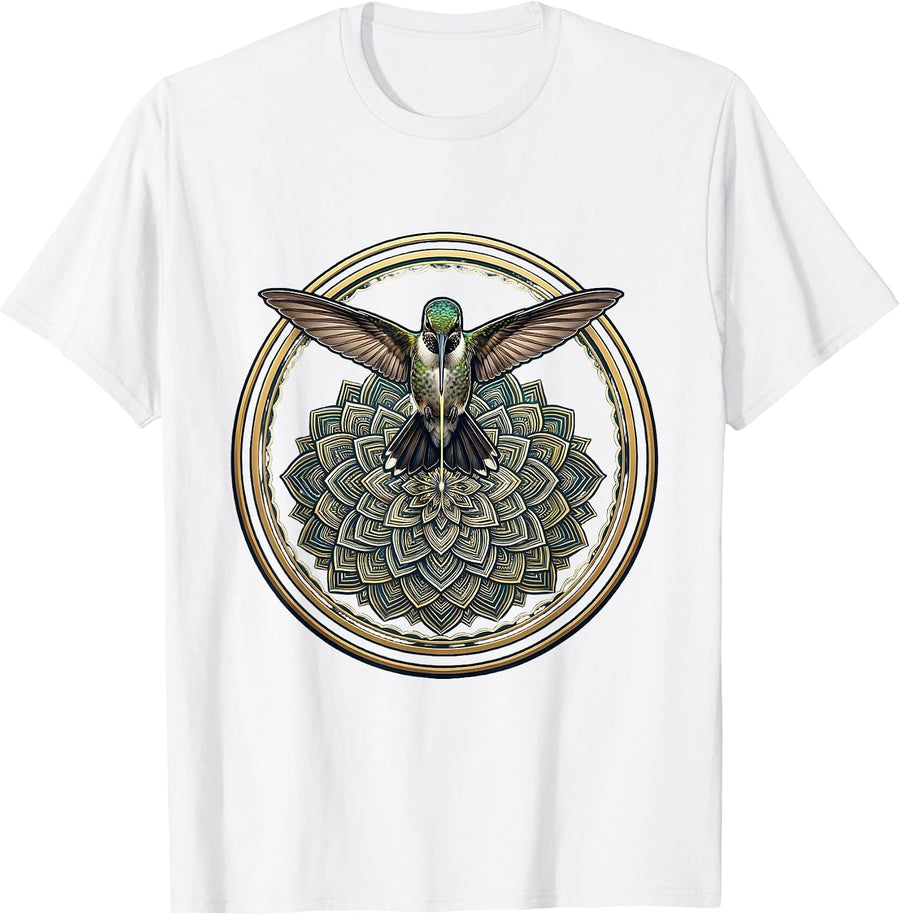 Men's Autism Hummingbird Kaleidoscope Flower Art T-Shirt - White