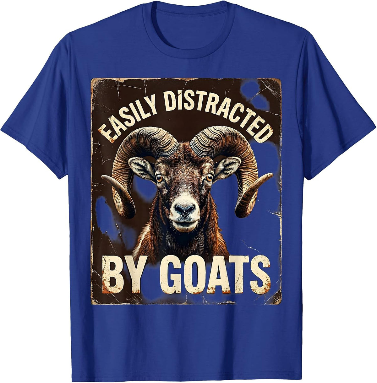 Men's Easily Distracted By Goats Funny Goat Lover Design T-Shirt - Royal Blue
