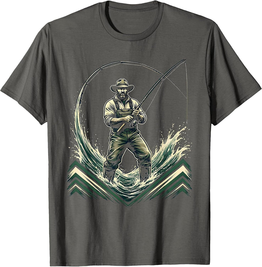 Fly Fishing Waders River Current Graphic T-Shirt - Asphalt Grey