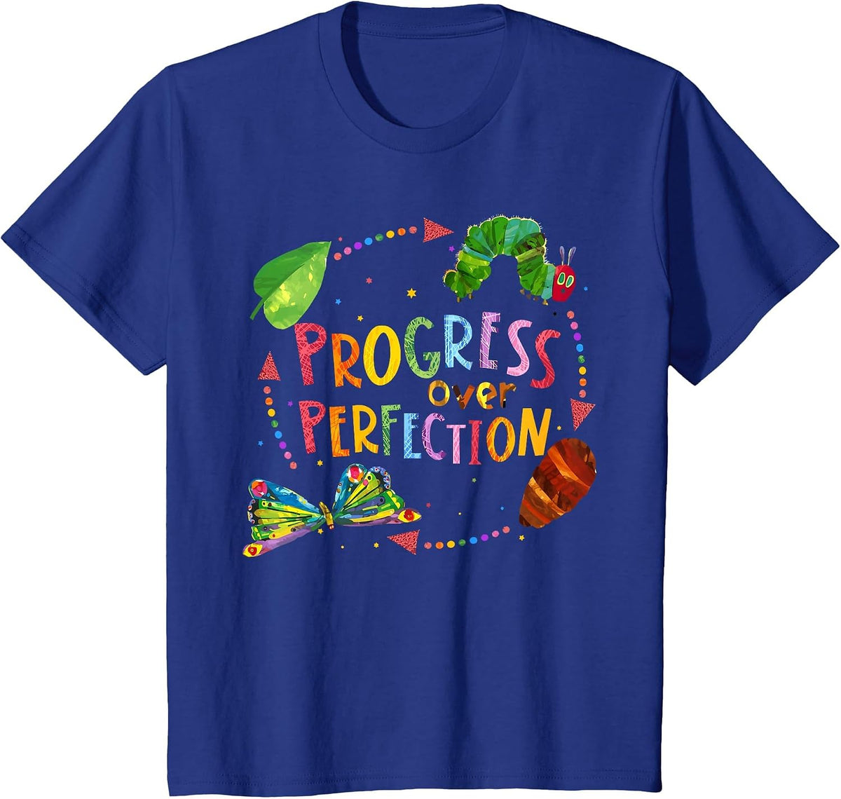 Progress Over Perfection Motivational National Teacher's Day T-Shirt - Royal Blue