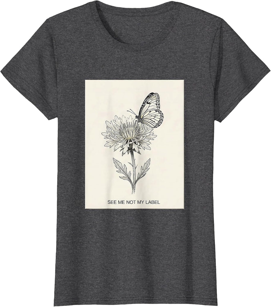 Women's See Me Not My Label Autism Awareness Design T-Shirt - Dark Heather Grey