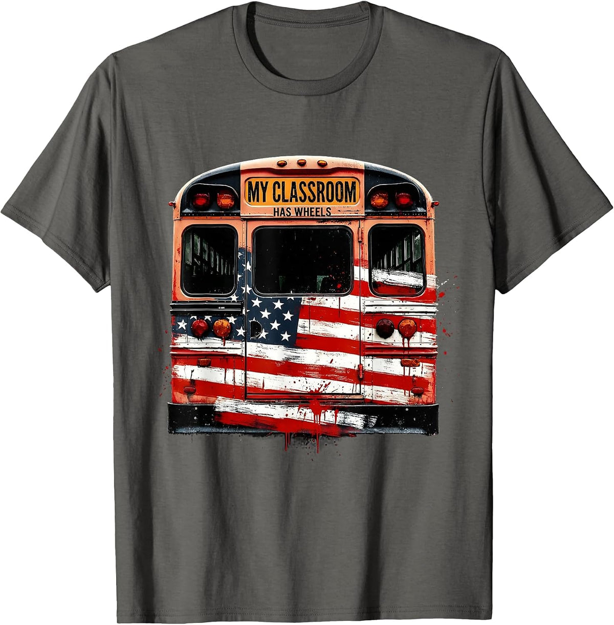 My Classroom Has Wheels School Bus Driver Design T-Shirt - Asphalt Grey
