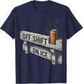 Off Shift On Ice Funny Beer Lover Labor Day Cookout Humor T-Shirt - Navy Blue