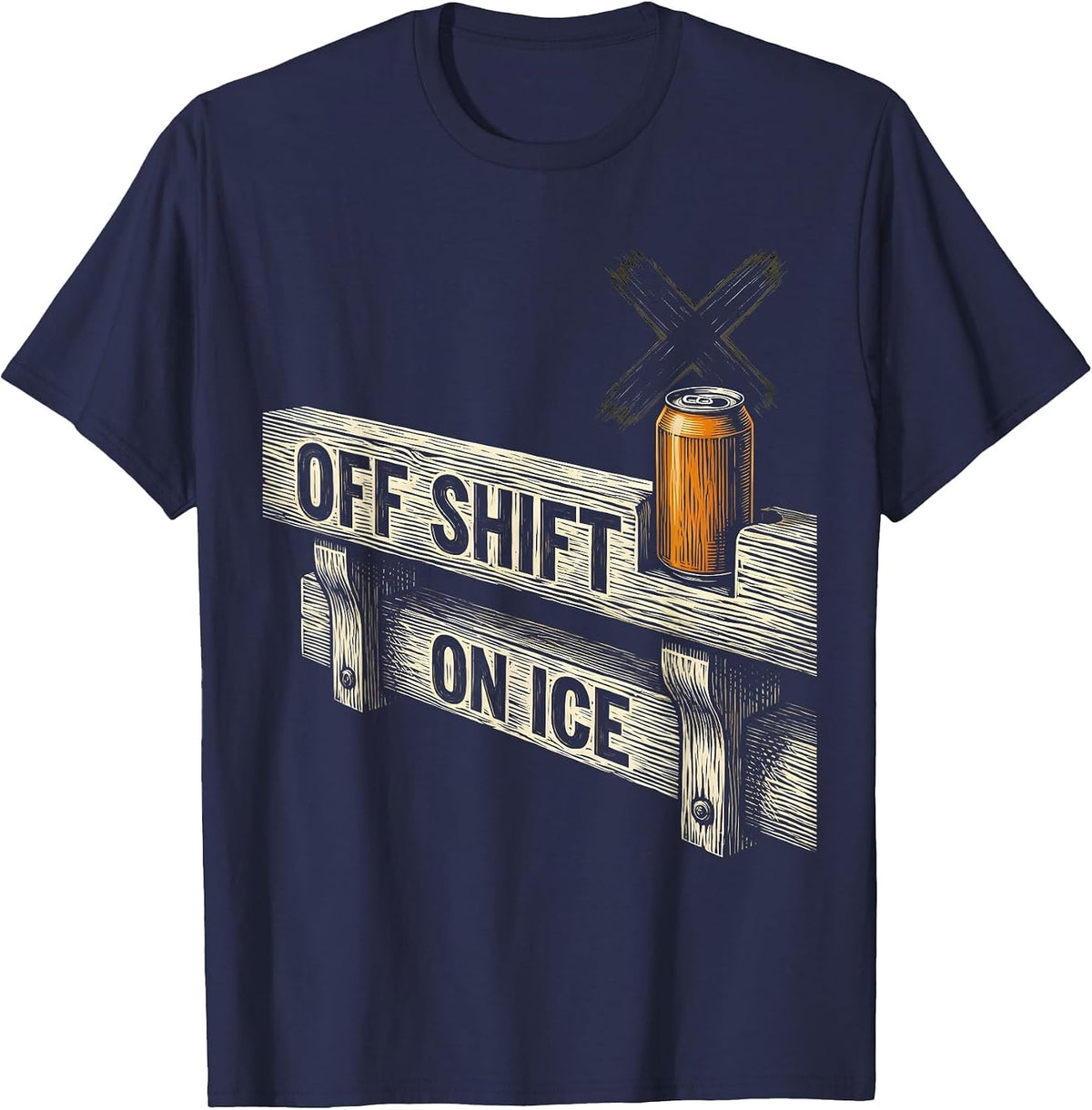 Off Shift On Ice Funny Beer Lover Labor Day Cookout Humor T-Shirt - Navy Blue