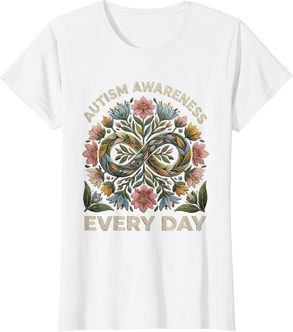Women's Autism Awareness Every Day Advocate Design T-Shirt - White