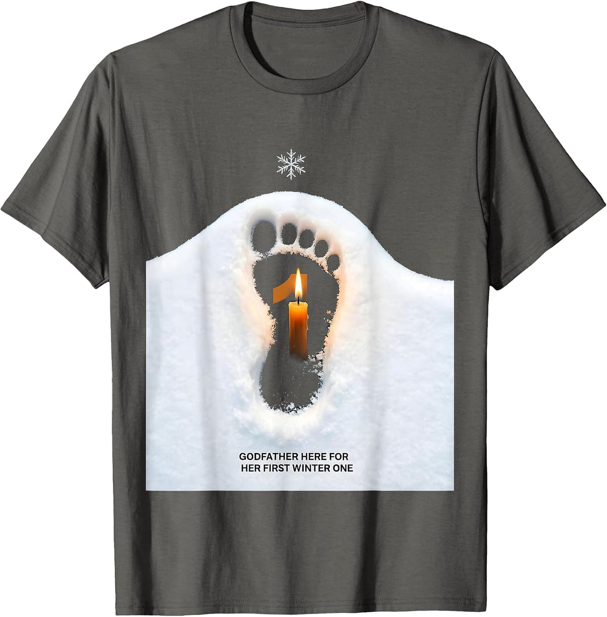 Godfather Here For Her First Winter ONE Matching Winter T-Shirt - Asphalt Grey