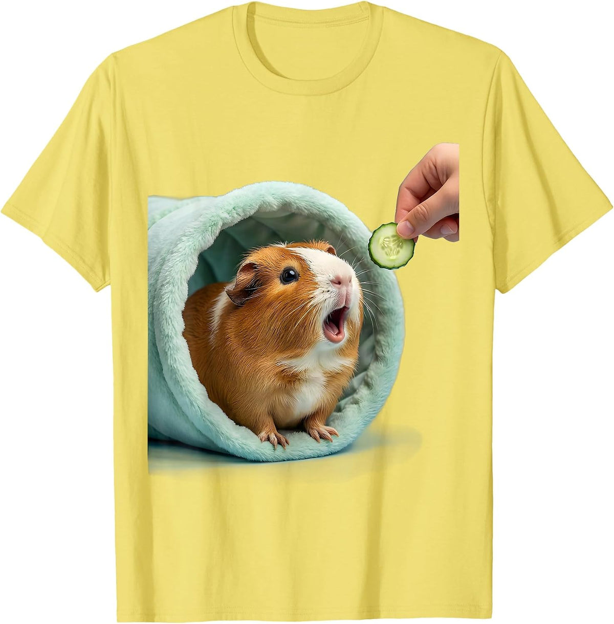 Men's Cute Kawaii Tailless Guinea Pig Pet Lover Humor T-Shirt - Lemon Yellow