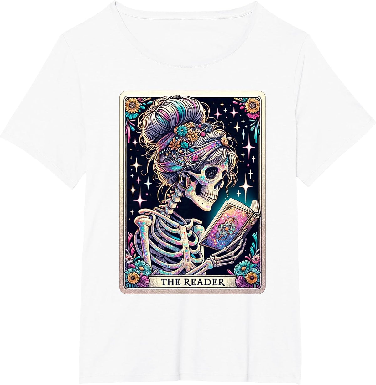 The Reader Funny Tarot Card Women Book Lover Librarian Read T-Shirt - White