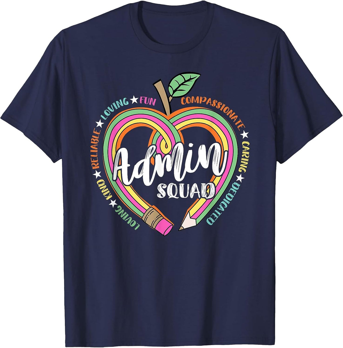 Admin Squad School Assistant Principal Crew Administrator T-Shirt - Navy Blue